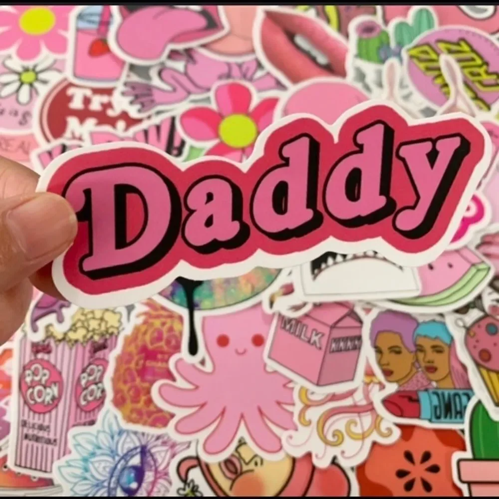 25 Stickers, Pink. Cute, bike, helmet, laptop, skateboard, water bottle